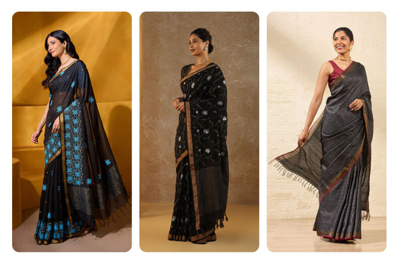 Elevate Your Black Saree Style from Day to Night 